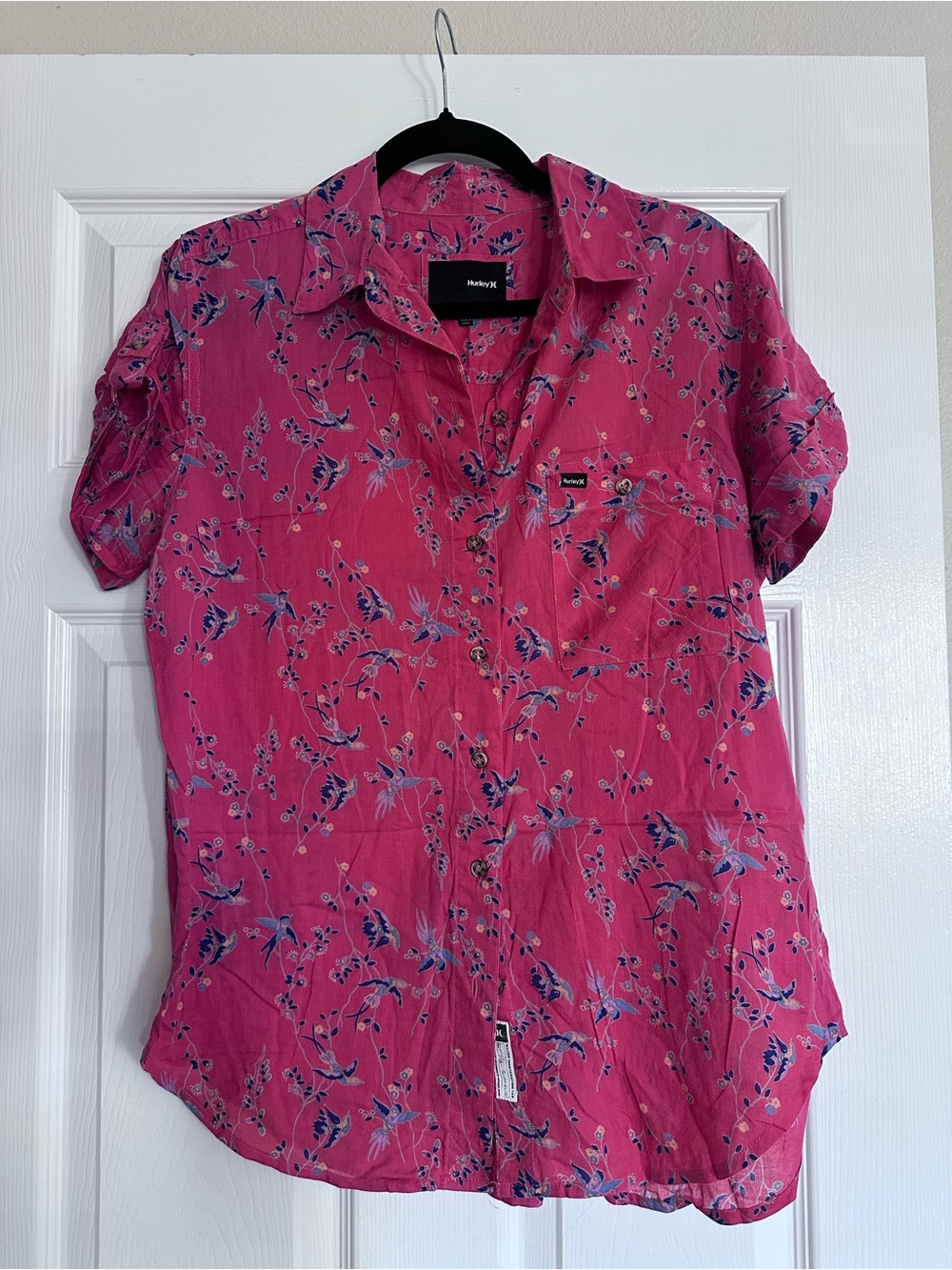 Hurley Pink Floral Short-Sleeve Button-Down Shirt